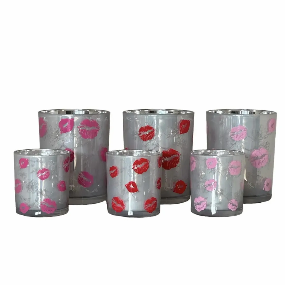 Valentijn tip: Love You lip waxinelicht houder Zilver 7,3cm x 8cm