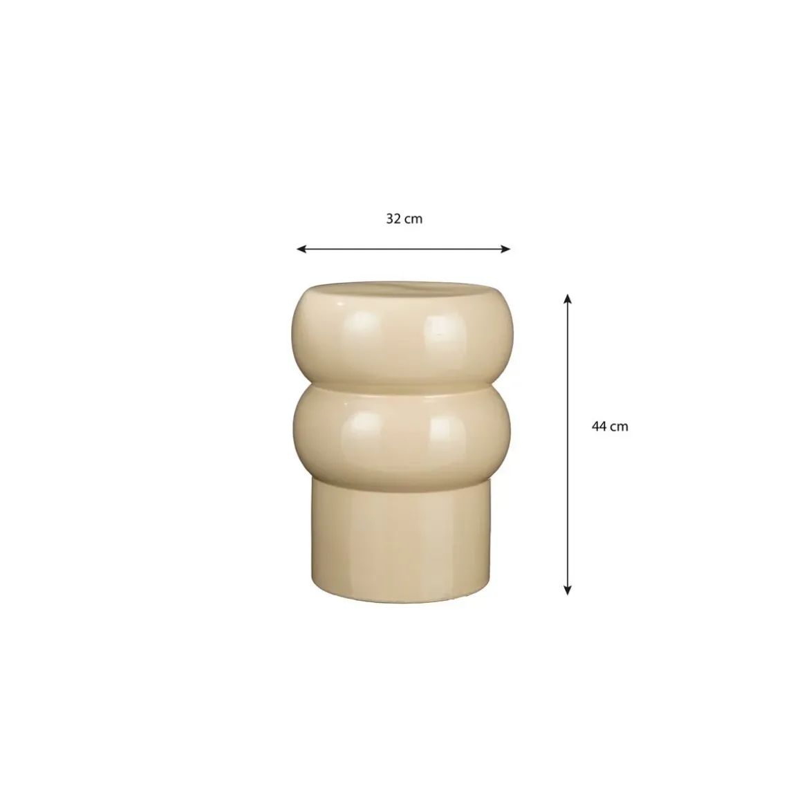 Vendi Bijzettafel – H44 x Ø32 cm – Keramiek – Crème