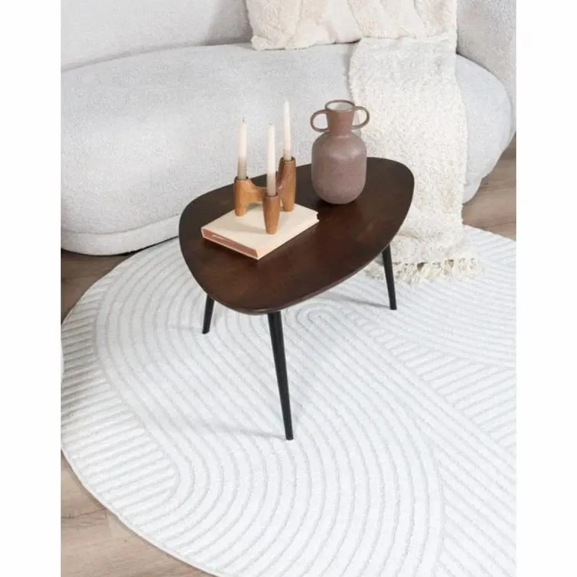 Vloerkleed Ella Cream Rond ø160 cm