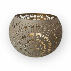 Windlicht waxinelicht houder M taupe goud 12x12x9cm