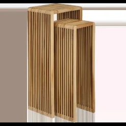 Yonker Plantentafel – Set van 2 – L35 x B25 x H80 cm – Gerecycled Hout – Bruin