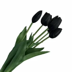 Zijden Tulpen boeket zwart 28 cm